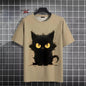 Japanese Ukiyo-E Cute Cat Pattern Round Neck Men's Short Sleeved Daily Oversized T-Shirt Harajuku Y2k T-Shirt T-Shirt Men Top
