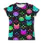 Kids' Fun Cat Graffiti Graphic T-shirt Summer Casual Short Sleeve Girl Loose T shirts 3-12Y Boys 3D Printed Clothing Cartoon Top
