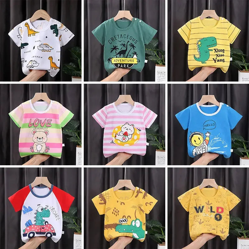 Kids Clothes T-Shirt  Children's Clothing  Boys Girls Summer Cartoon Tops Short Sleeve Clothes 100% Cotton Baby Clothing