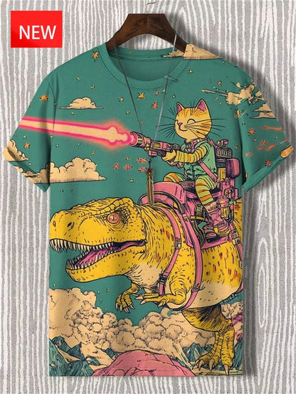 Men's Funny Animal Cat Print T-Shirt 3D Print Short Sleeve T-Shirt Top New In Oversized O-Neck T-Shirt For Men Streetwear