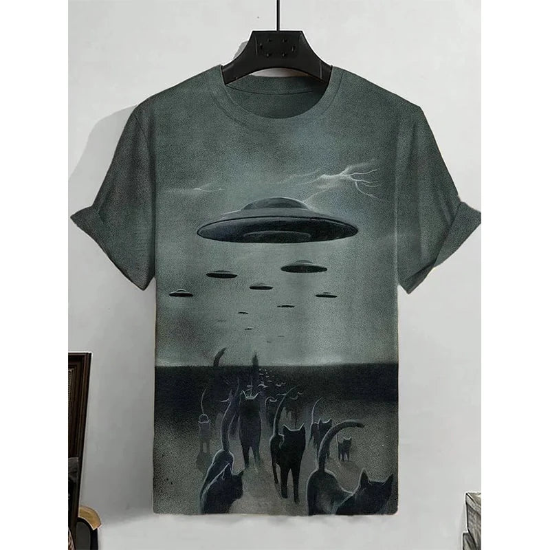 Unisex 2025 T Shirt Men Women Vintage Cartoon Cat 3d Printed T Shirts For Casual Fashion Funny Shirt Tops Tees Male Clothing 6xl
