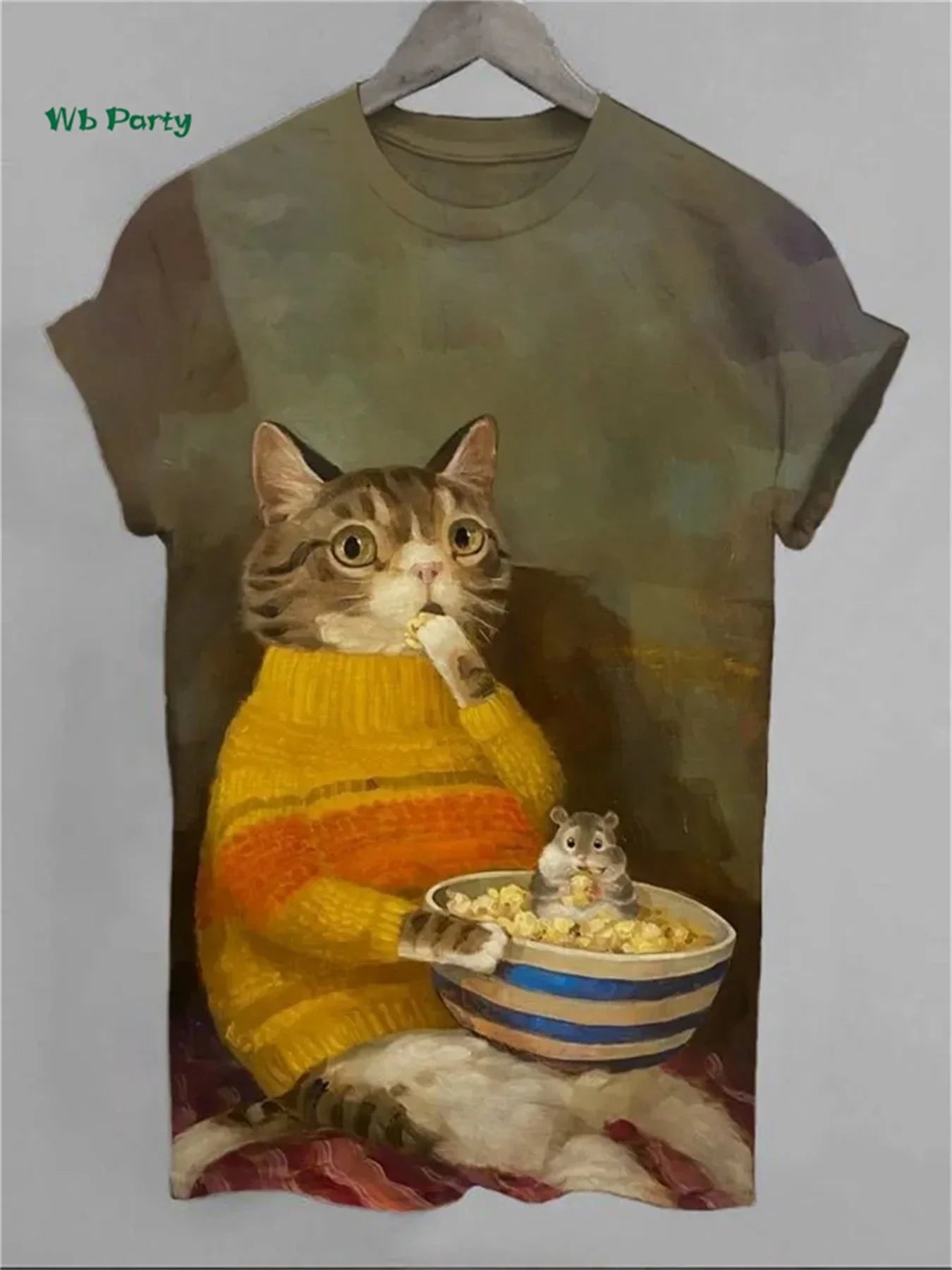 Cat Pattern Men's T-Shirt 3D Print Funny Animal Short Sleeve T-Shirt Oversized Tops Summer Daily Outdoor Casual Men's Clothing