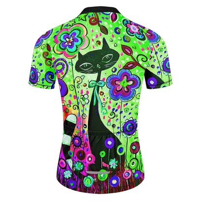 Women's Cycling Clothing Cute color cat Short Sleeve Mountain Bike MTB Road Bike Clothing