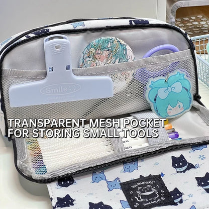 Cute Cat Pencil or Makeup Case Large Capacity Pencil Bag Multi Functional Storage Stationery Pencil Pouch Back to School Accessories Gift