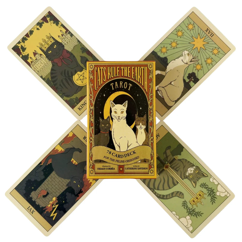 Cats Rule The Earth Tarot Cards A 78 Deck Oracle English Visions Divination Edition Borad Playing Games