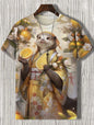 Japanese Style Samurai Cat Graphic T Shirt For Men Causal 3D Printed O Neck Short Sleeve Tees Outdoor Oversize Men Clothing Tops