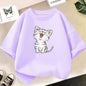 Kids Lovely Cat Pet Animal T Shirt Fashion Summer Girls Cute Casual Top Short Sleeve Tshirts Children Cartoon Graphic Tee