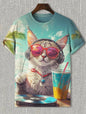 Funny Cat Graphic T Shirts For Men Fashion Summer Short Sleeve Crew Neck 3D Printed Kids T-shirts Casual Oversized Harajuku Tees