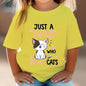 Cute Cat Graphic Kids Tshirts Summer Short Sleeve Tees Cartoon Animal Boys Girls Clothes Kawaii Kitten Tops Y2K Children T-shirt