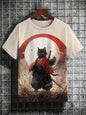 Japanese Style Samurai Cat Graphic T Shirt For Men Causal 3D Printed O Neck Short Sleeve Tees Outdoor Oversize Men Clothing Tops