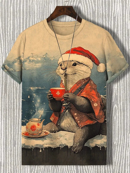 Funny Cat Graphic T Shirts For Men Fashion Summer Short Sleeve Crew Neck 3D Printed Kids T-shirts Casual Oversized Harajuku Tees