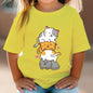 Cute Cat Graphic Kids Tshirts Summer Short Sleeve Tees Cartoon Animal Boys Girls Clothes Kawaii Kitten Tops Y2K Children T-shirt
