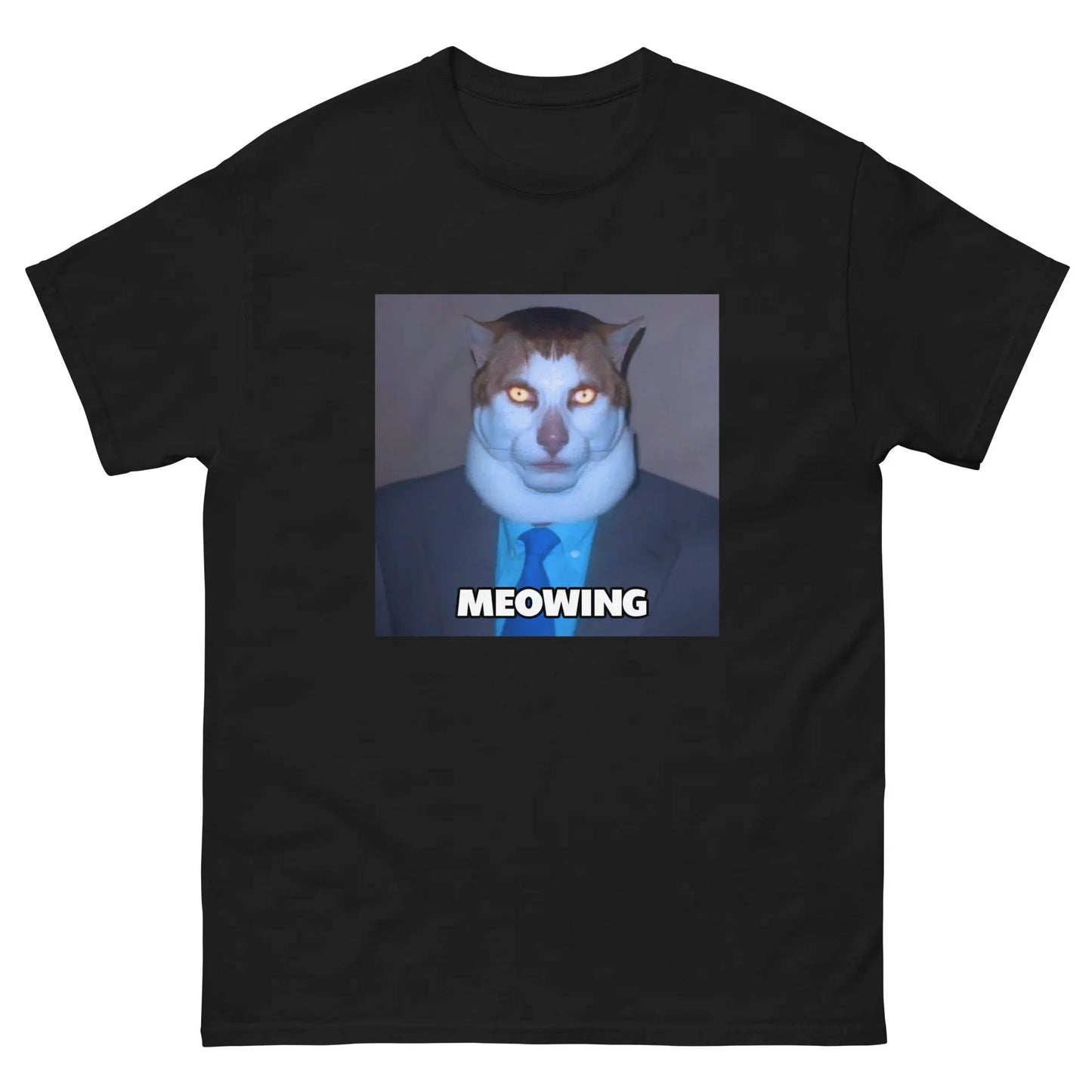 Fun Cat Print Men T-shirt Outdoor Street Casual Funny Personality Versatile Fashionable Trendy Pure Cotton Short-sleeve Clothing