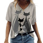 Cartoon Anime Cat Women's T-Shirts Fashion Top Tee 3d T-Shirt Harajuku Casual Short Sleeve V-Neck Oversized Female Clothing