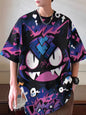 Cartoon printed short-sleeved T-shirt men's loose plus size shirt cartoon around half sleeve thin trend student T-shirt
