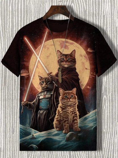 Fashion Cat 3D Printed T Shirts For Men Summer Casual Crew Neck Cats Graphic Short Sleeve T-shirt Trend Streetwear Oversized Tee
