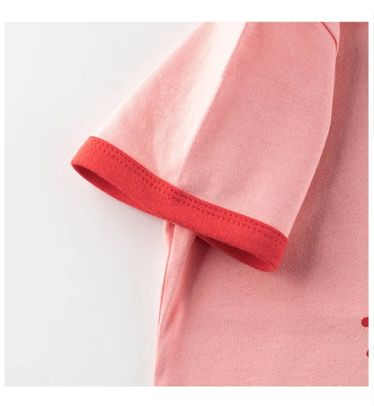 Kids Girls Clothes 100% Cotton Short Sleeve T-Shirts Bear Cat Cartoon Children Clothes 2 3 4 5 6 7 8 Years Kids Summer Clothing