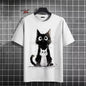 Japanese Ukiyo-E Cute Cat Pattern Round Neck Men's Short Sleeved Daily Oversized T-Shirt Harajuku Y2k T-Shirt T-Shirt Men Top