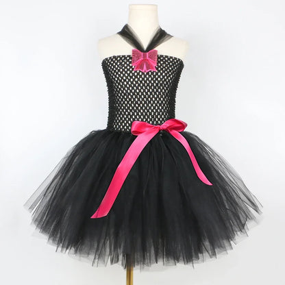 Black Cat Costume for Girls Carnival Party Fancy Dress Up Clothes Outfit Toddler Kids Halloween Tutu Dress Animal Kitty Costumes