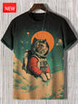 Men's Funny Animal Cat Print T-Shirt 3D Print Short Sleeve T-Shirt Top New In Oversized O-Neck T-Shirt For Men Streetwear