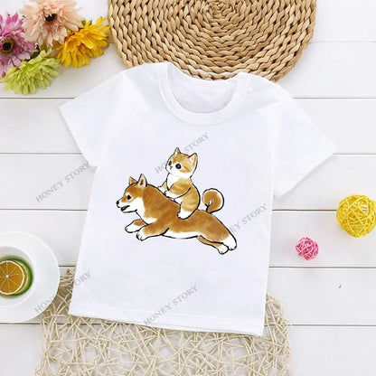 Cats Kids T Shirt Personalized Cartoon Cat Print Fashion Children's T-shirt Short Sleeve Children's Summer Boys Clothes Tops Tee