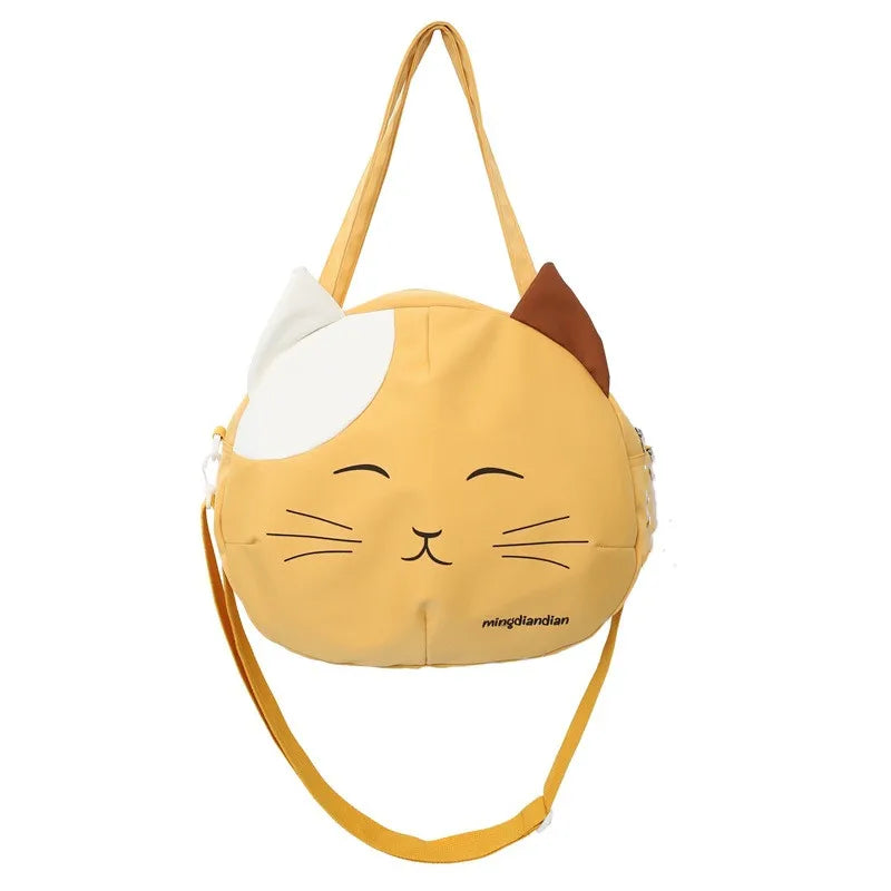 Cute Cat Tote Bag Large Capacity Round Cartoon Handbags Shoulder Bag Bags for Women Youth Fashion Sling Messenger Bag Purses Sac