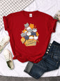 Womany Cats Gathered In The Printing Woman Tshirt Leisure Creativity T Shirt Summer Newtop Crewneck Breathable Woman T Shirts
