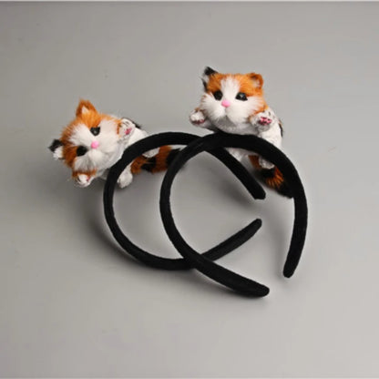Cute cat headband ladies hair accessories party hair band wool felt plush toys cute hair accessories animal simulation crafts