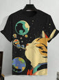 Men's Funny Animal Printed T-Shirt Summer Short Sleeved Tees Tops Fashion Cat 3D Print Crew Neck Casual Oversized Men's Clothing