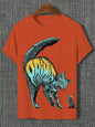 Men's Funny Animal Printed T-Shirt Summer Short Sleeved Tees Tops Fashion Cat 3D Print Crew Neck Casual Oversized Men's Clothing