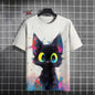 Japanese Ukiyo-E Cute Cat Pattern Round Neck Men's Short Sleeved Daily Oversized T-Shirt Harajuku Y2k T-Shirt T-Shirt Men Top