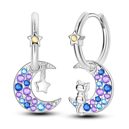 925 Sterling Silver Elegant Cute Cat Animal Ear Jewelry Party Wedding Jewelry Zircon Stone Earring Hoop Earrings for Women