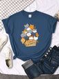Womany Cats Gathered In The Printing Woman Tshirt Leisure Creativity T Shirt Summer Newtop Crewneck Breathable Woman T Shirts