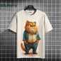 Cat Print T-shirts for Men Casual Short Sleeved Tee Oversized Mens Clothing Men's Funny T-shirt Animal Print Graphic T shirts