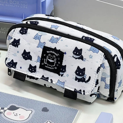 Cute Cat Pencil or Makeup Case Large Capacity Pencil Bag Multi Functional Storage Stationery Pencil Pouch Back to School Accessories Gift