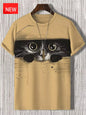 Men's Funny Animal Cat Print T-Shirt 3D Print Short Sleeve T-Shirt Top New In Oversized O-Neck T-Shirt For Men Streetwear