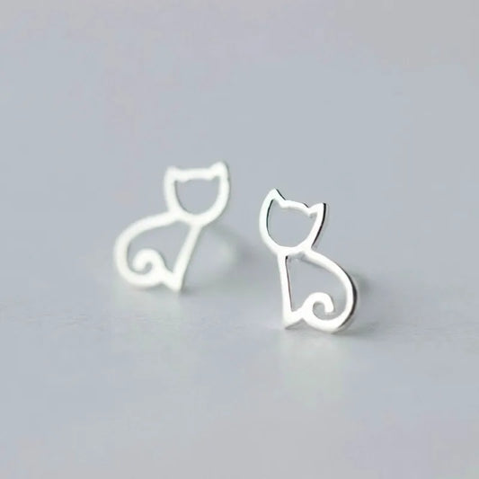 925 sterling silver Cat Stud Earrings for Women Elegant Wedding Jewelry pendientes mujer Brincos