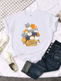 Womany Cats Gathered In The Printing Woman Tshirt Leisure Creativity T Shirt Summer Newtop Crewneck Breathable Woman T Shirts